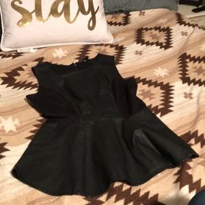 Leather feel black top